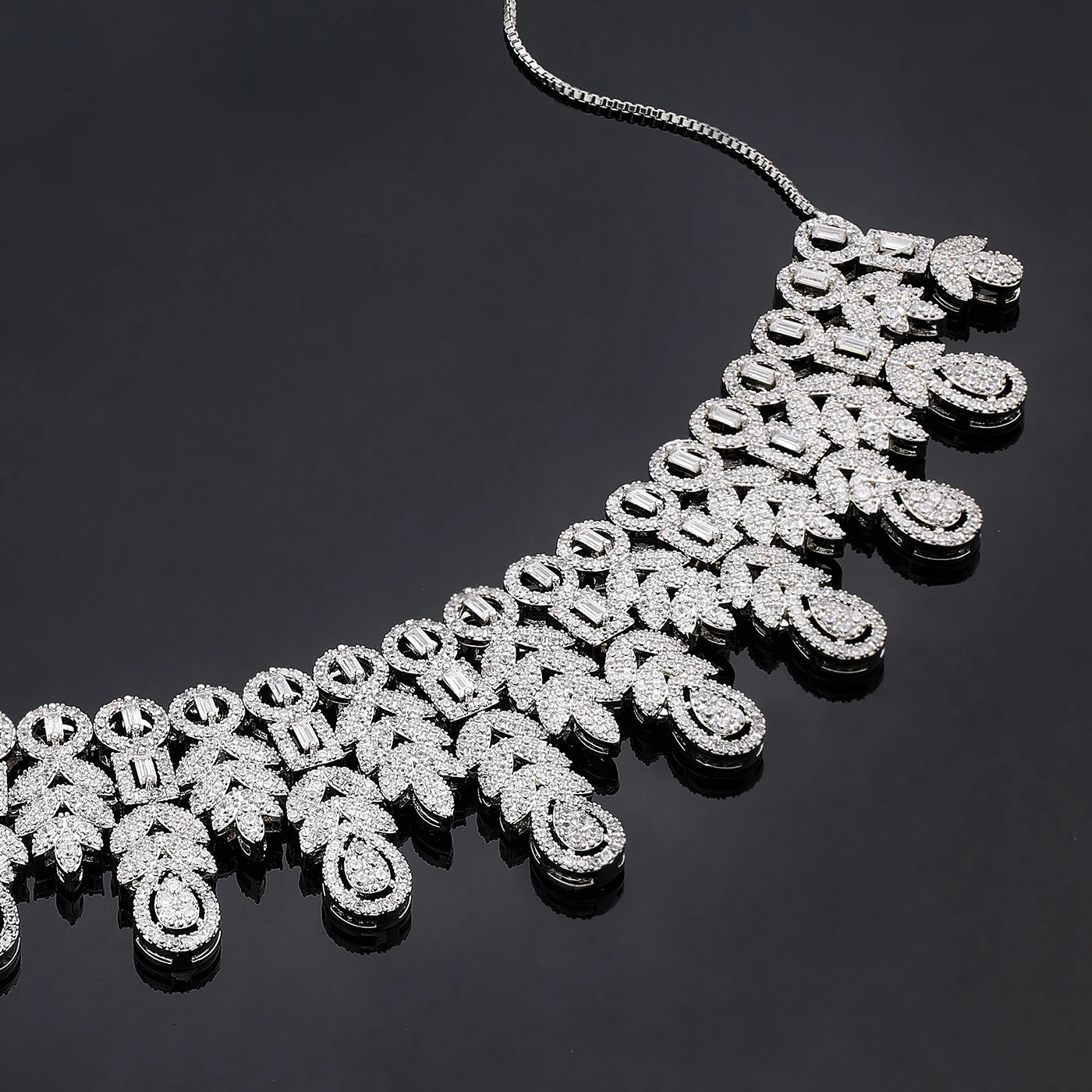 2025 Hot Sale Bridal Wedding Jewelry Sets for Women 4 Pieces Wedding Party Zirconia Necklace Bracelet with Adjustable Chain