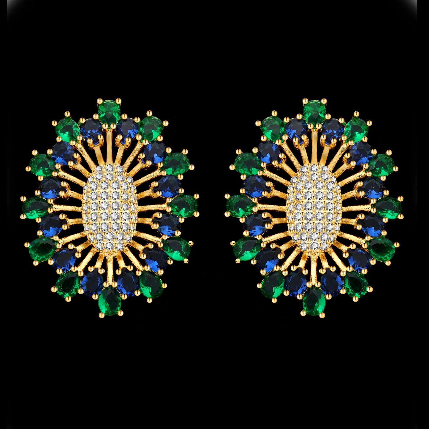 2024 Bridal Wedding Jewelry Set for Women Gold Plated Nigerian African 4pcs Jewelry Necklace Earrings Set Green Red CZ Zirconia