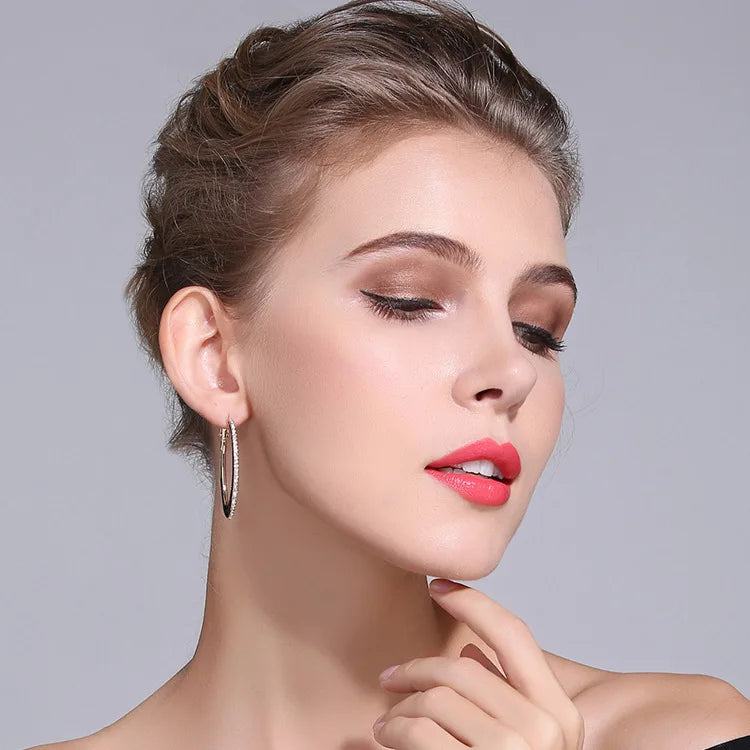 Moissanite Loop Earrings for Women 925 Sterling Sliver 1.2mm D vvs1 Lab Grown Diamond Ear Studs Fine Jewelry Gift