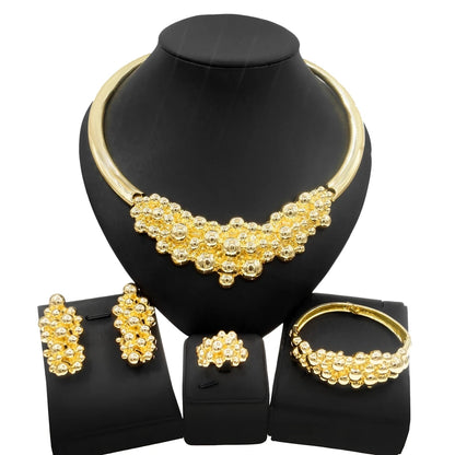 Women Jewelry Set Simple Pendant Dubai Gold Plated Necklace For Daily Party Pairing Summer Jewelry Free Shipping