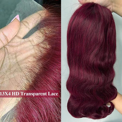 Bob Wig Human Hair 13x4 Frontal Lace Wig Body Wave HD Lace Front Wigs Human Hair Pre Plucked 99J,4/27 and natural Wigs for Women