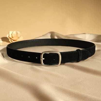 Fashion Suede Cowhide Women‘s Belts Genuine Leather 2.8cm Wide Belt Metal Buckle Women Belt Matched Dress Jeans Skinny Girdle
