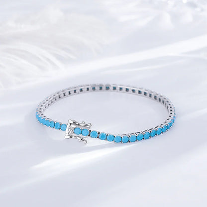 925 Silver Tennis Bracelet, 3mm Pave CZ, Dark Ruby/Rainbow/Blue/Green/Black, Eternity Design, Fine Jewelry for Women