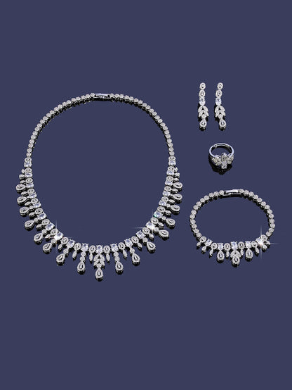 4pcs Bridal Cubic Zirconia Jewelry Sets For Women Party Luxury Dubai Nigeria CZ Crystal Wedding Jewelry Sets