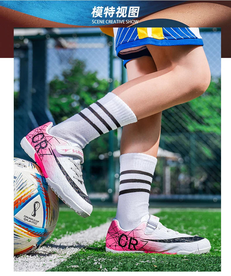 Professional Kids Soccer Shoes Football Boots Ultralight Cleats Non-Slip Training Match Football Shoes For Boys And Girls