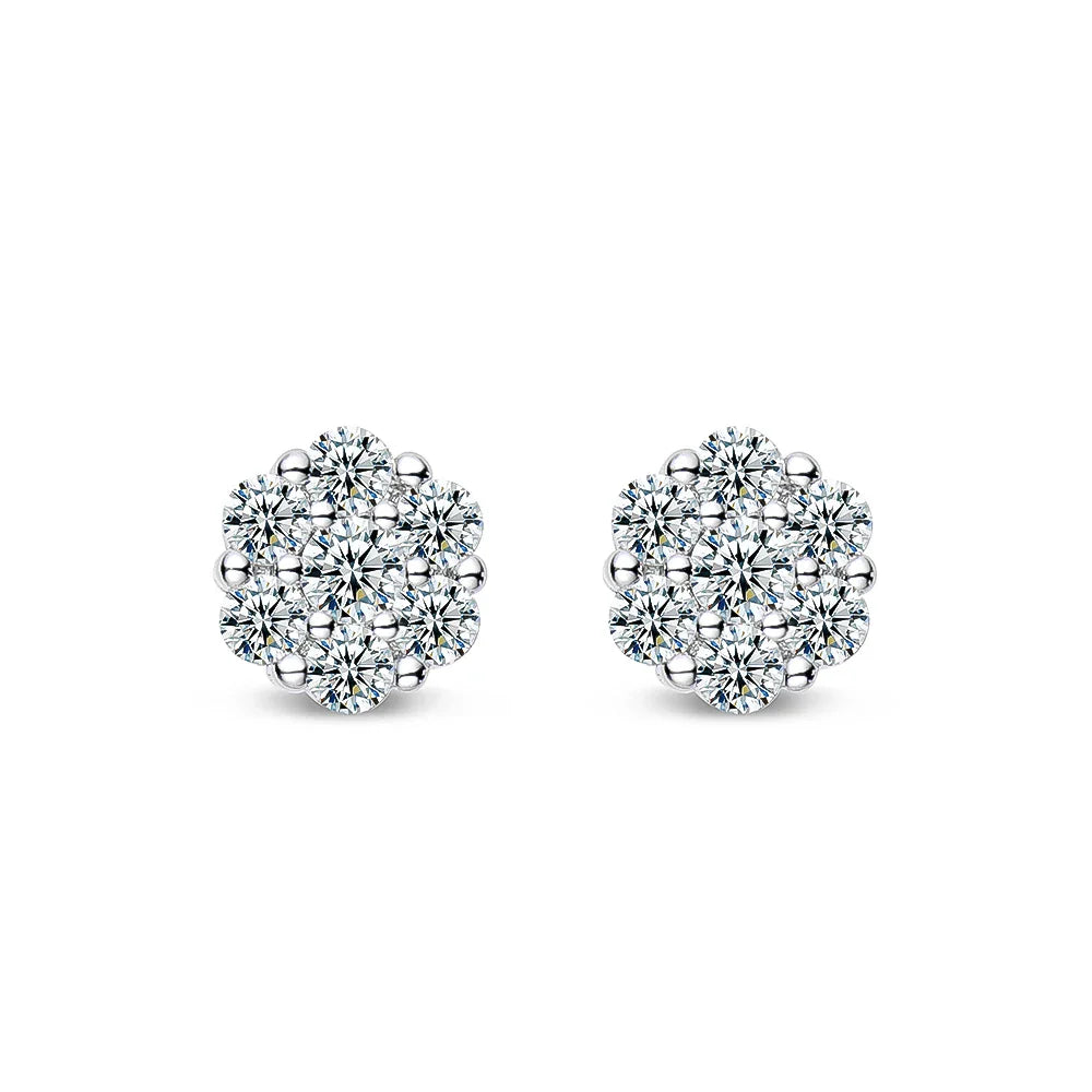 Moissanite Stud Earrings 18k White Gold Plated Sterling Silver D VVS1 Round Lab Diamond Ear Studs For Women Men