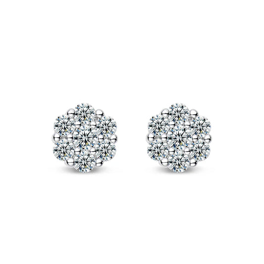 Moissanite Stud Earrings 18k White Gold Plated Sterling Silver D VVS1 Round Lab Diamond Ear Studs For Women Men