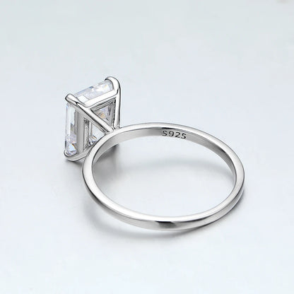4ct Emerald Moissanite Ring s925 Sterling Sliver Plated 18k White Gold Wedding Band Engagement Rings For Women