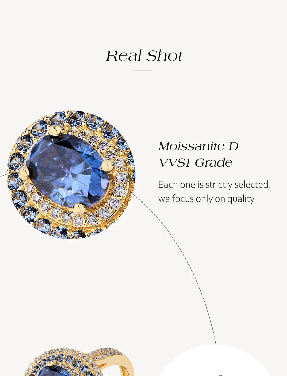 Blue Moissanite Women Rings Oval Cut 1.0CT Real S925 Sterling Silver Jewelry For Wedding Engagement Ring With Certified