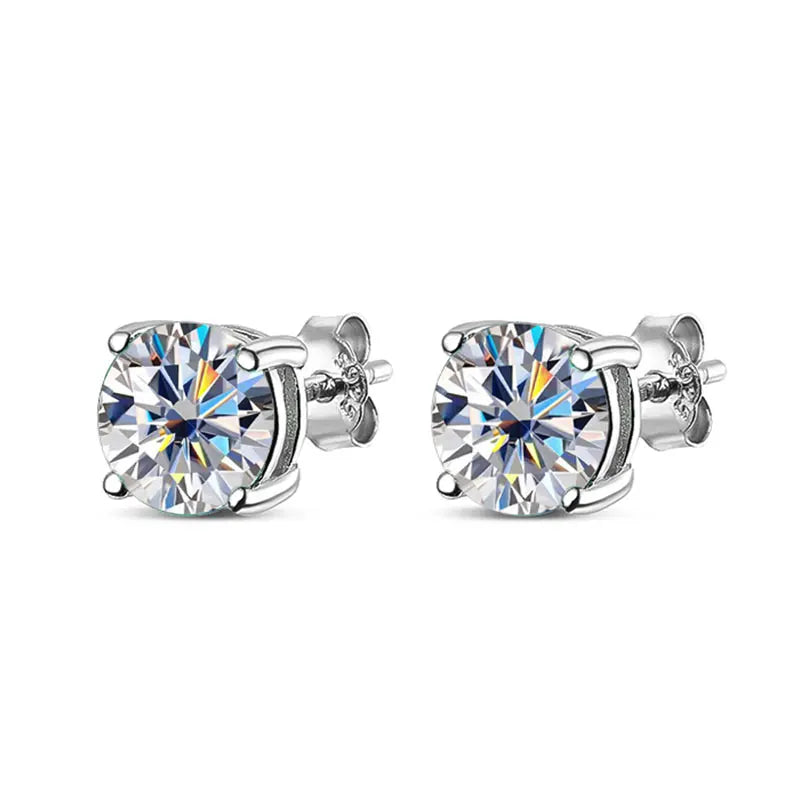 Moissanite Earring S925 Sterling Sliver Plated with 18k White Gold Earring for Women Man Sparkling Fine Jewelry