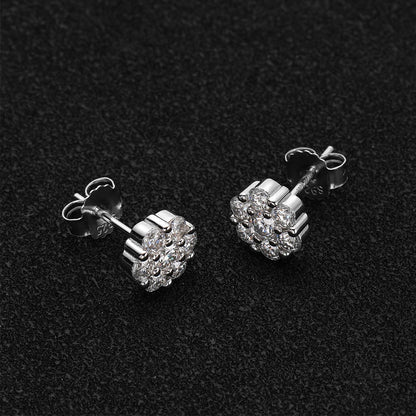 Moissanite Stud Earrings 18k White Gold Plated Sterling Silver D VVS1 Round Lab Diamond Ear Studs For Women Men