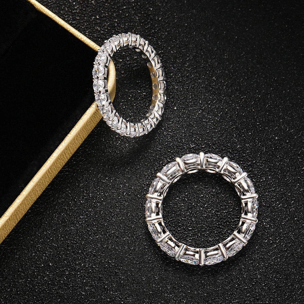 5mm 7ct D Color Moissanite Ring 925 Sliver Plated with White Gold Wedding Band Eternity Band Engagement Rings For Women