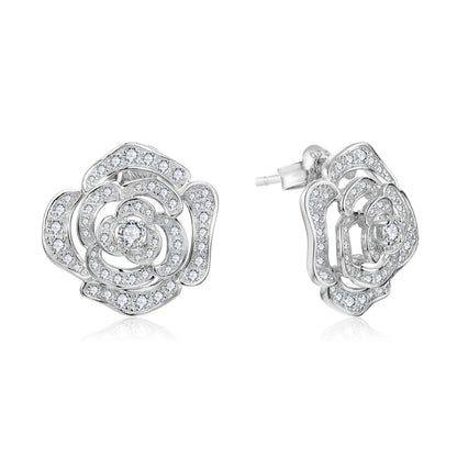 New S925 Silver Diamond Moissanite Stud Earrings for Women 18k Gold Plated Sparkling Flower Wedding Fine Jewelry Travel