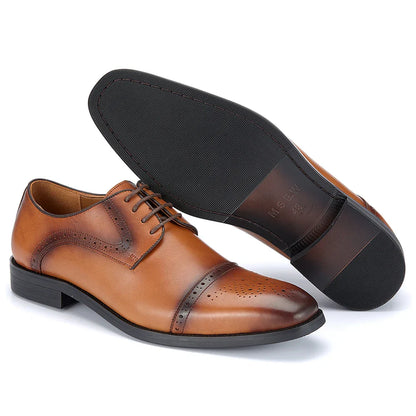 Men's First Layer Cowhide Leather Three-Joint Formal Business Dress Shoes for Office And Meeting