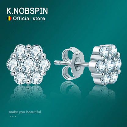 Moissanite Stud Earrings 18k White Gold Plated Sterling Silver D VVS1 Round Lab Diamond Ear Studs For Women Men
