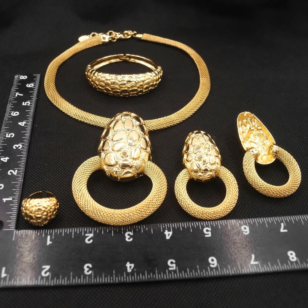Women Jewelry Set Simple Pendant Dubai Gold Plated Necklace For Daily Party Pairing Summer Jewelry Free Shipping