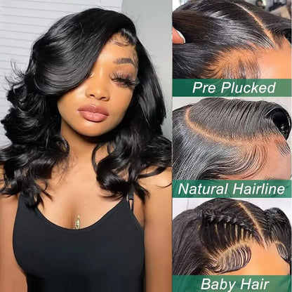 Bob Wig Human Hair 13x4 Frontal Lace Wig Body Wave HD Lace Front Wigs Human Hair Pre Plucked 99J,4/27 and natural Wigs for Women