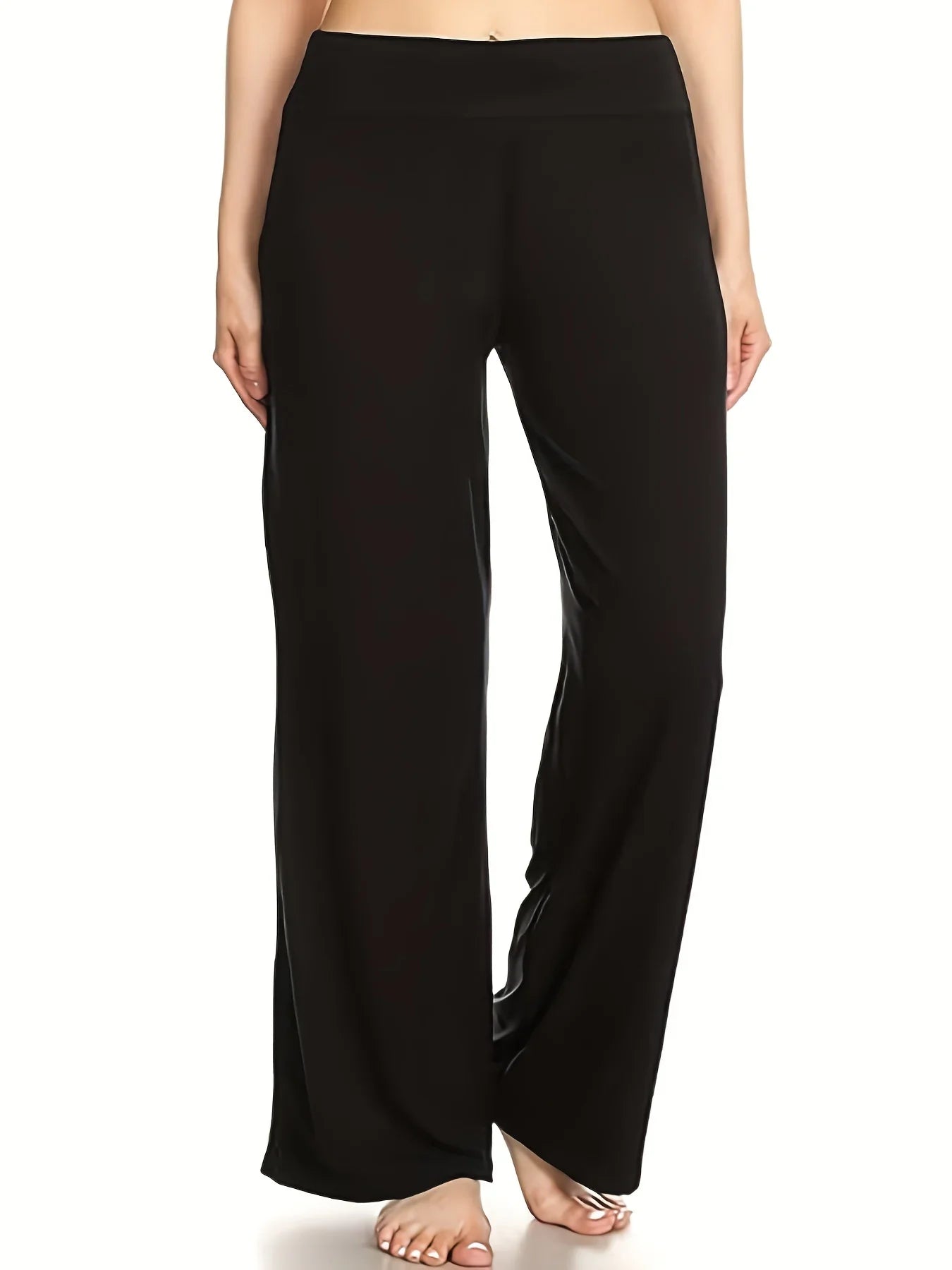 Women's plus size knitted fabric business straight pants