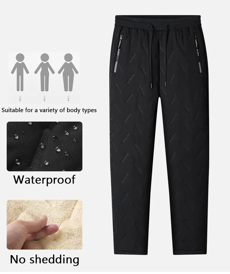 Winter Running Pant Cashmere Thicken Fleece Windproof Sweatpants Men Joggers  Cotton Warm Pants Male Waterproof Thermal Trousers