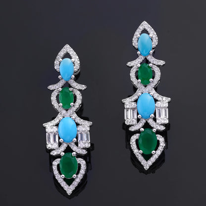 2024 New Fashion Turquoise UAE Dubai Bridal Jewelry Set For Women Wedding Party Nigerian African Necklace Earring Set