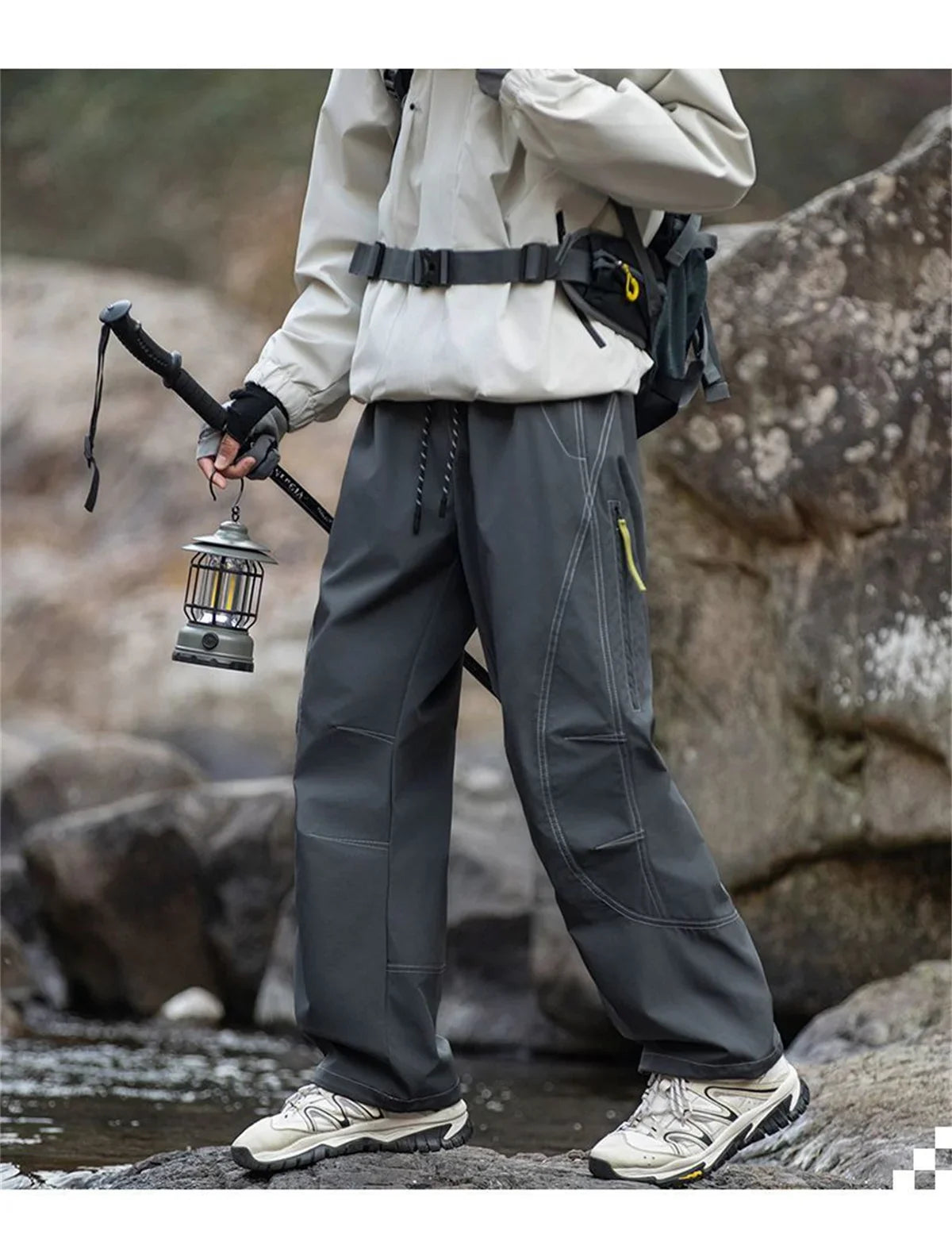 Summer Hiking Pant Autumn Outdoor Sports Waterproof Paratrooper Pants Elastic Waist Camping Trousers Solid Cycling Fishing Pants