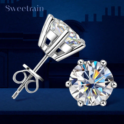 0.5-2ct Moissanite Diamond Stud Earrings 18K Yellow Gold Plated 925 Silver Wedding Earring for Women Men Luxury Jewelry with GRA