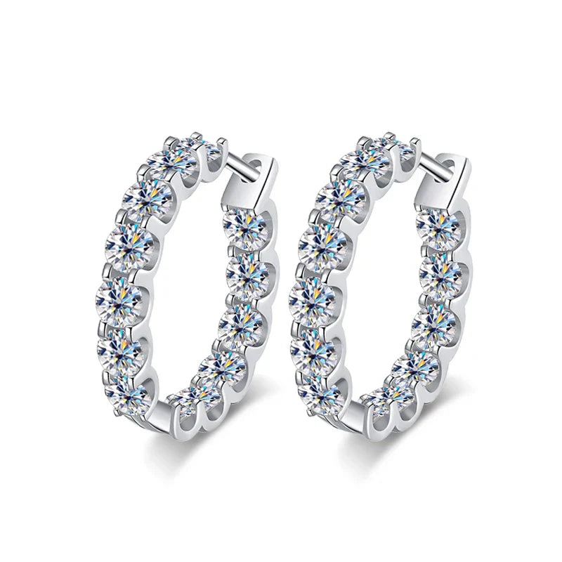 2.6ct D Color Moissanite Earring 925 Sterling Sliver Plated White Gold Hoop Earring for Women Wedding Party Jewelry