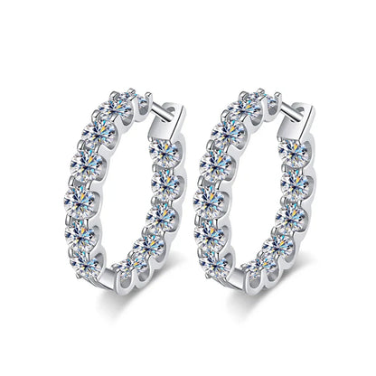 2.6ct D Color Moissanite Earring 925 Sterling Sliver Plated White Gold Hoop Earring for Women Wedding Party Jewelry