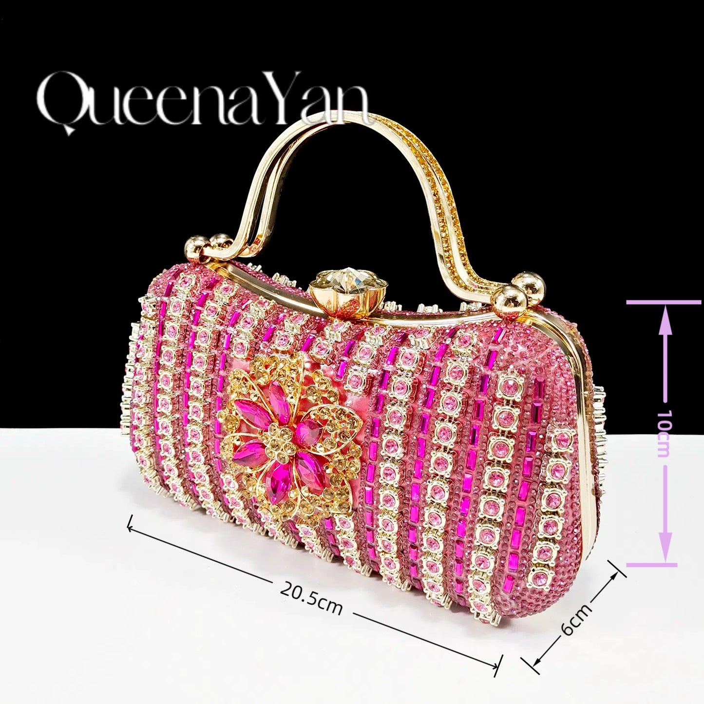 Party Perfection: Rhinestone-Embellished Heels and Gold Mini Bag for Elegant Nights
