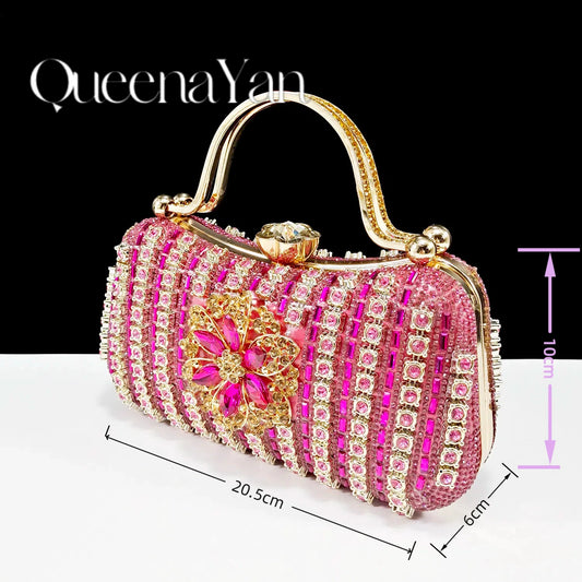 Party Perfection: Rhinestone-Embellished Heels and Gold Mini Bag for Elegant Nights
