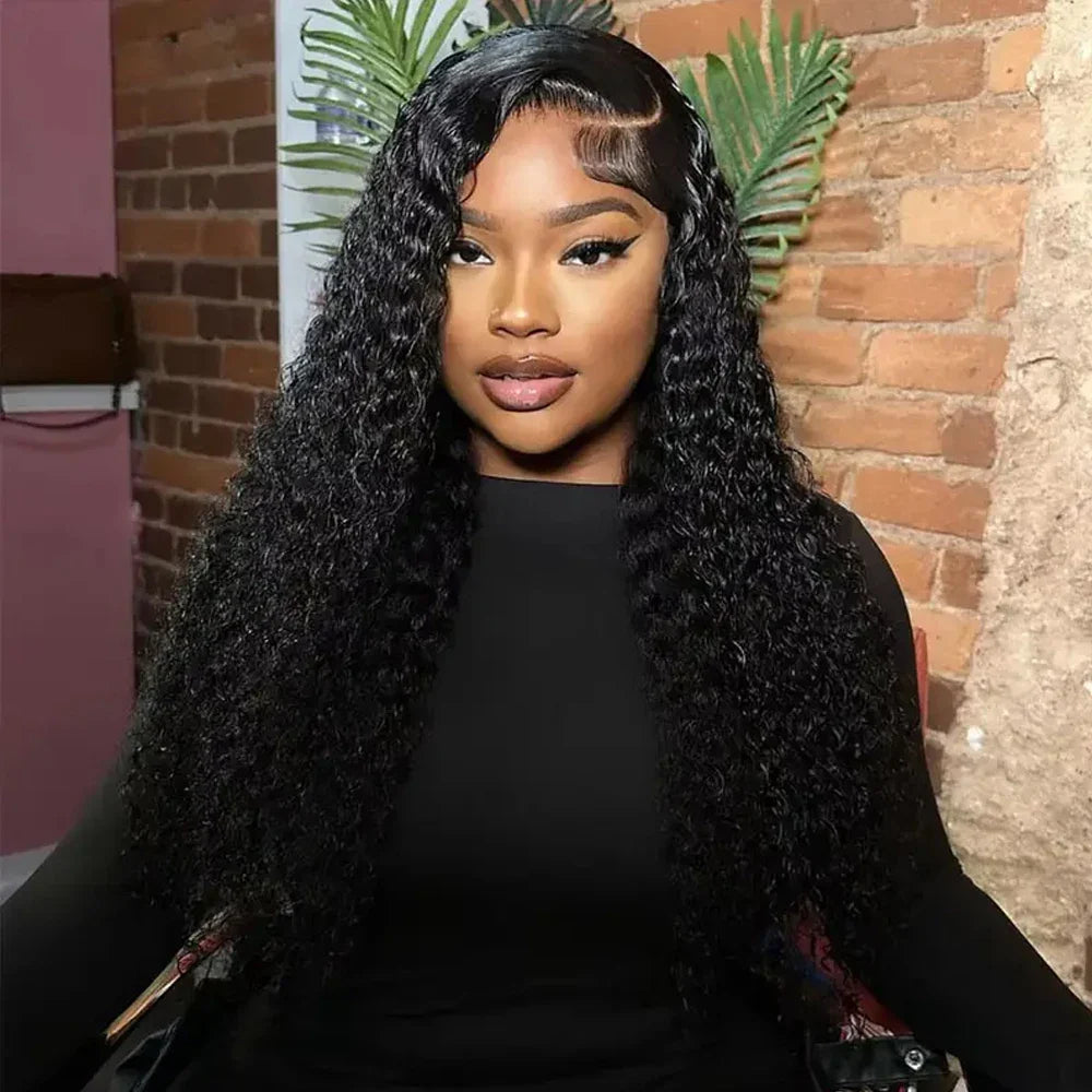 12A Brazilian Virgin Human Hair Wig Kinky Curly Goddess Style 13x4 HD Transparent Lace Frontal With Baby Hair Up To 40