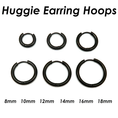 100 Pieces x Stainless Steel Huggie Hoop Earrings Gold Color Black Wholesale Stainless Steel Earring Hoops for Women or Men