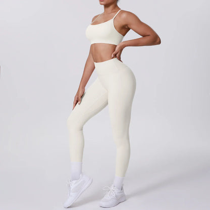 Yoga Suit Sports Set Gym Seamless High Impact Sports Bra Women's High Waist and Hips Tight Peach Buttocks Pants Womens Sportswea