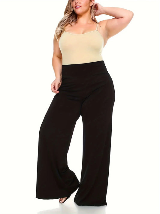 Women's plus size knitted fabric business straight pants