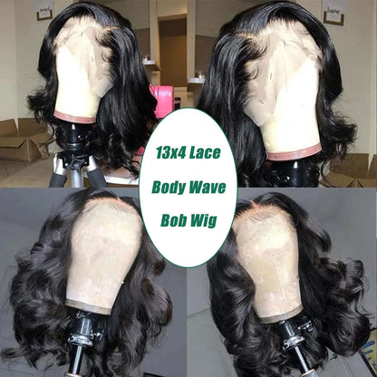 Bob Wig Human Hair 13x4 Frontal Lace Wig Body Wave HD Lace Front Wigs Human Hair Pre Plucked 99J,4/27 and natural Wigs for Women