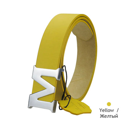 Women’s Leather Belts Removable Letter M Plate Buckle  High Quality PU Leather Belt  For Jeans Dress Halloween