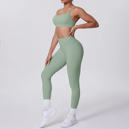 Yoga Suit Sports Set Gym Seamless High Impact Sports Bra Women's High Waist and Hips Tight Peach Buttocks Pants Womens Sportswea