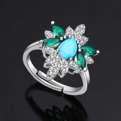2024 New Exquisite Turquoise Dubai Jewelry Sets for Wedding Bridal Wedding Party 4 Pieces Set Accessories