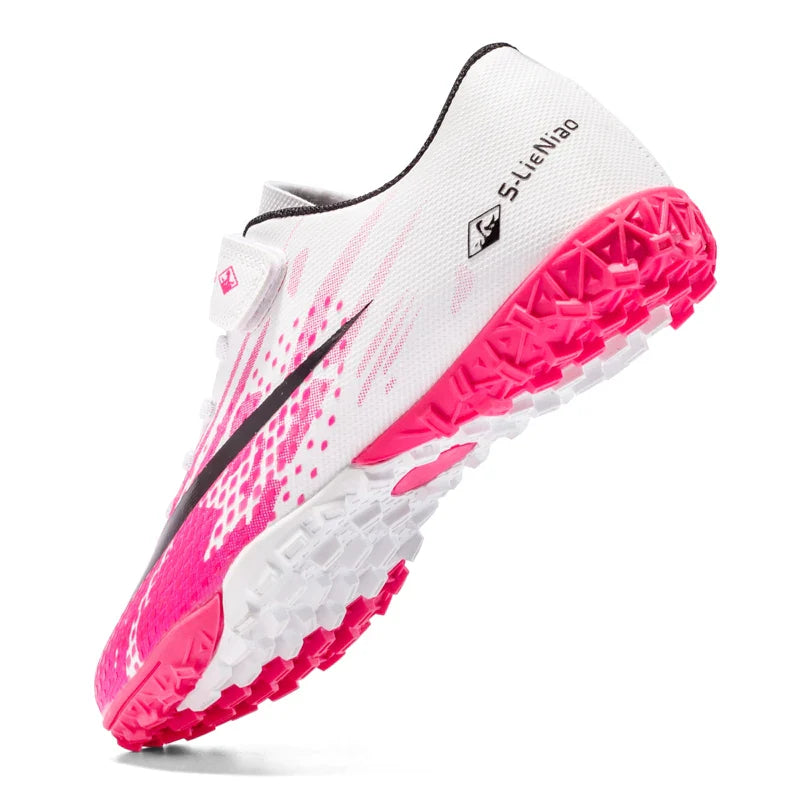 Kids TF Turf Soccer Shoes Child Outdoor Athletic Training Sports Footwear Pink Black Green 3 Colors Available for Boys Girls