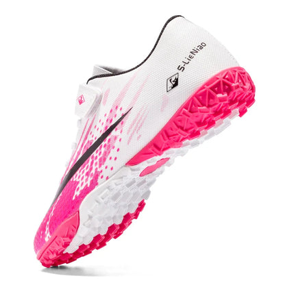 Kids TF Turf Soccer Shoes Child Outdoor Athletic Training Sports Footwear Pink Black Green 3 Colors Available for Boys Girls