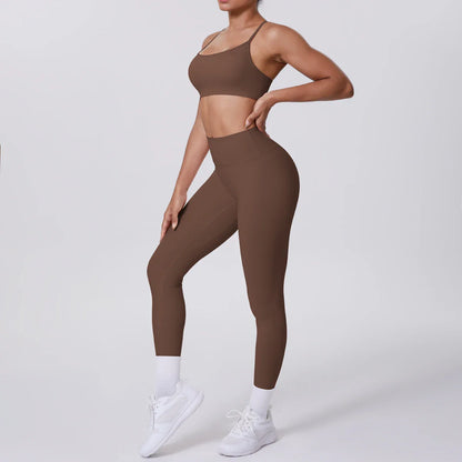 Yoga Suit Sports Set Gym Seamless High Impact Sports Bra Women's High Waist and Hips Tight Peach Buttocks Pants Womens Sportswea