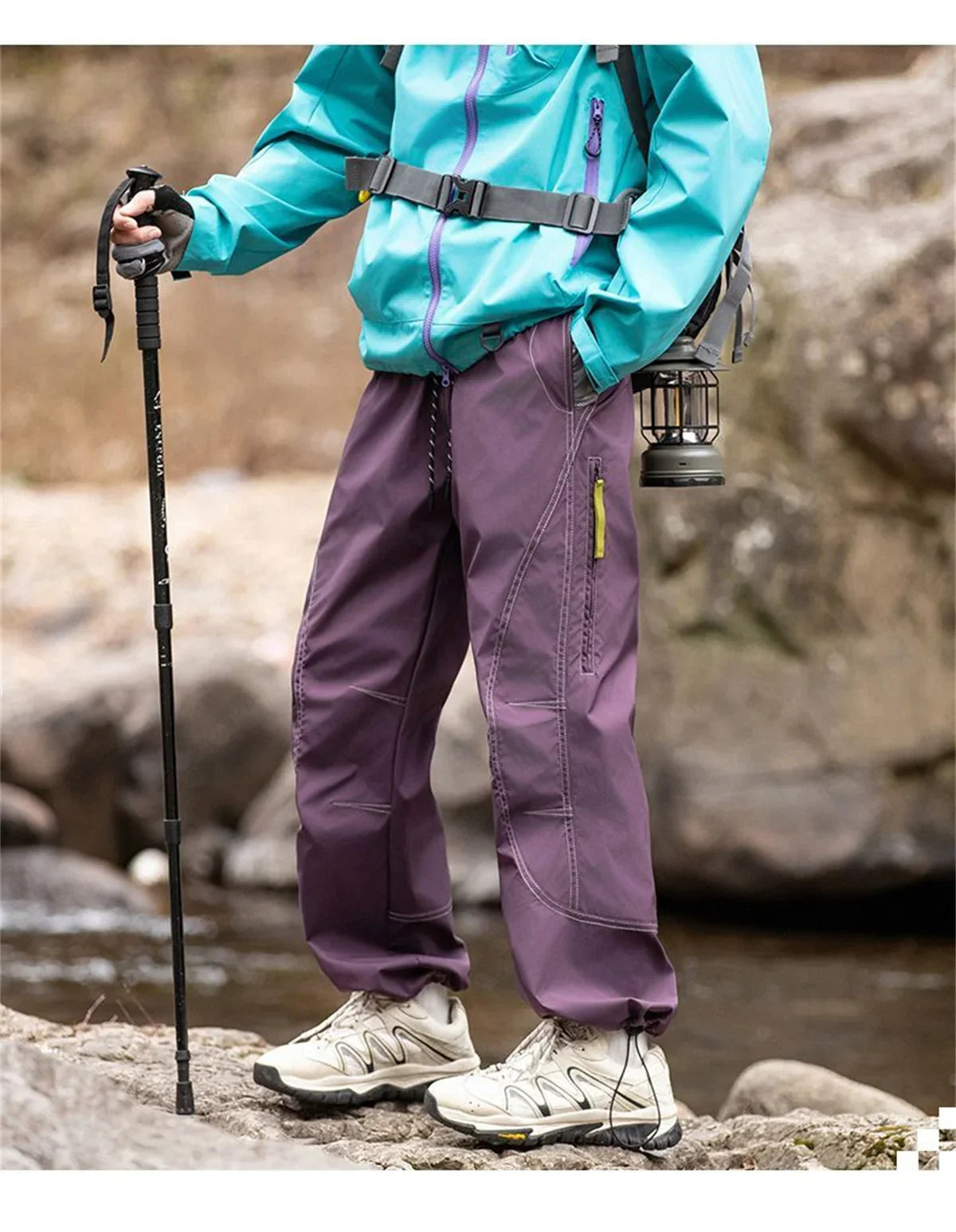 Summer Hiking Pant Autumn Outdoor Sports Waterproof Paratrooper Pants Elastic Waist Camping Trousers Solid Cycling Fishing Pants