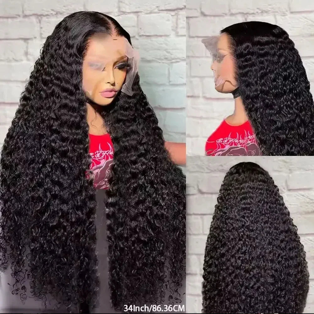 12A Brazilian Virgin Human Hair Wig Kinky Curly Goddess Style 13x4 HD Transparent Lace Frontal With Baby Hair Up To 40