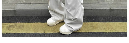 Fashion ice silk quick drying pants for men's summer thin pleated paratrooper work pants for teenagers loose casual spor pants