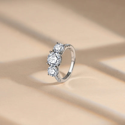 Engagement Ring Round Cut 4.0ct Moissanite Rings for Women Sterling Silver Ring Wedding Promise Rings for Her