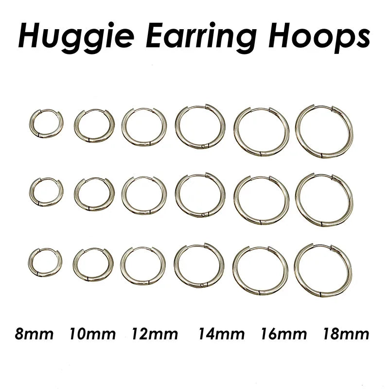100 Pieces x Stainless Steel Huggie Hoop Earrings Gold Color Black Wholesale Stainless Steel Earring Hoops for Women or Men