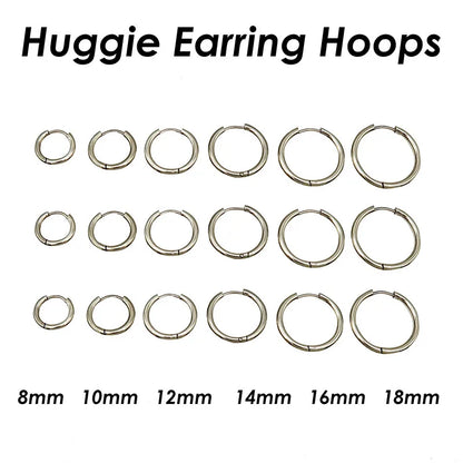 100 Pieces x Stainless Steel Huggie Hoop Earrings Gold Color Black Wholesale Stainless Steel Earring Hoops for Women or Men