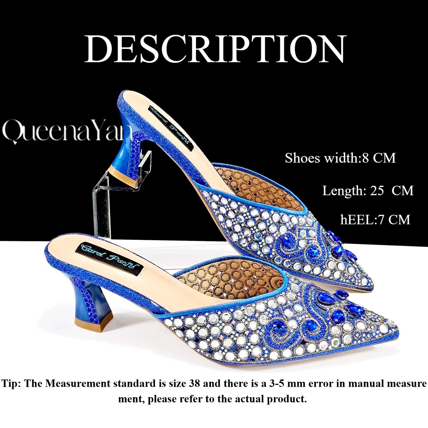 BLUE Rhinestone-encrusted Sex Ladies Shoes / MATCHING  SPARKING MINI BAG (SPECIAL COLLECTION)