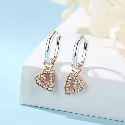 Original 925 Sterling Silver Earrings 2025 Stud Hoop Crystal Earings For Women Rose Gold Crown Heart Infinity Bee Earing Jewelry