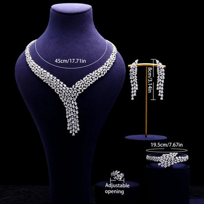 Bridal Zirconia Full Jewelry Set for Ladies Party Luxury Dubai Nigeria CZ Crystal Wedding Necklace Set